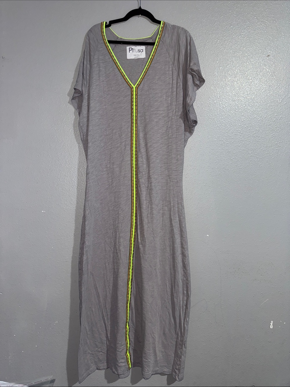 Pitusa Gray cover up with Neon Yellow-Green Trim